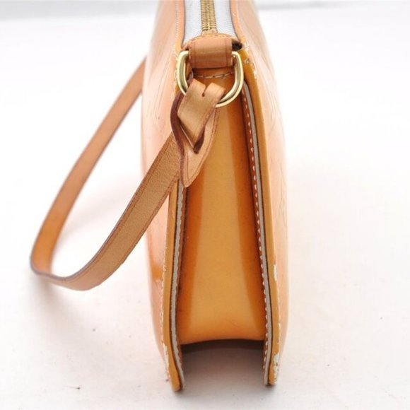 Authentic Louis Vuitton Vernis Lexington Hand Bag Pouch Yellow M91056 LV 5057I - Picture 8 of 16